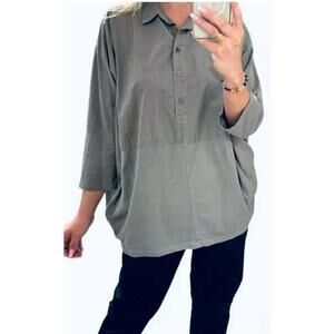 WENDY TRENDY Gray   Relaxed fit Lagenlook Women's Tunic Top Fits BUST 58" # C
